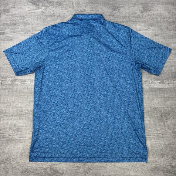 Peter Millar Featherweight Sz XXL Polo Shirt Reflection Bay Blue Beers Golf AOP - Picture 8 of 10